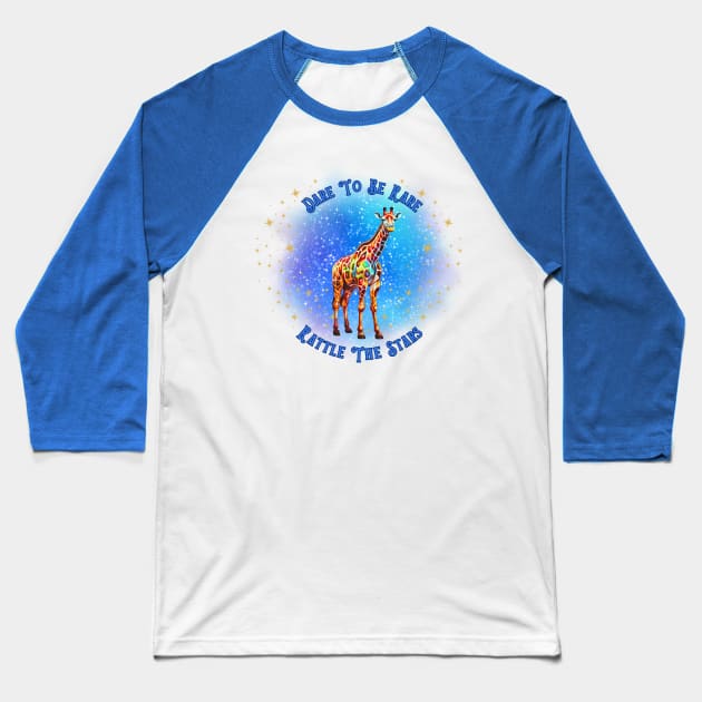 Dare to be Rare, Rattle the Stars Inspirational Giraffe, Neurodivergence Baseball T-Shirt by Nebula Nexus